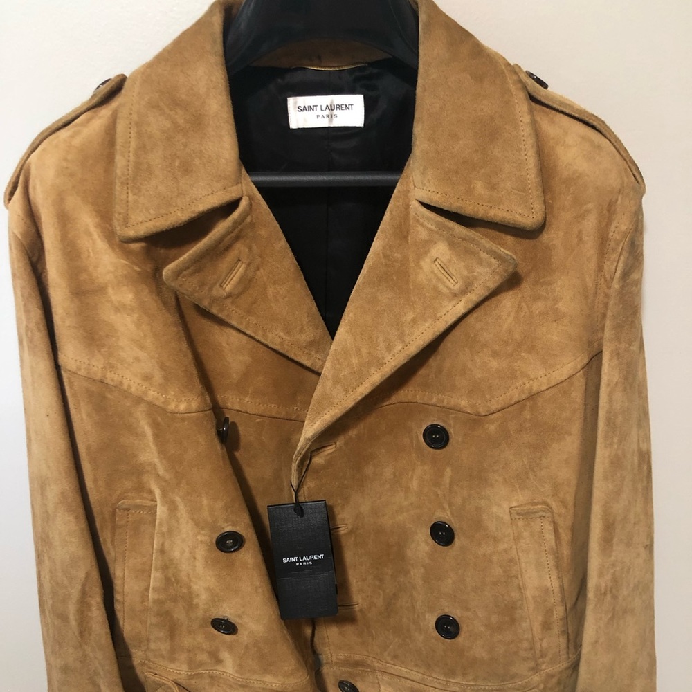 Women’s Saint Laurent suede leather moto jacket
